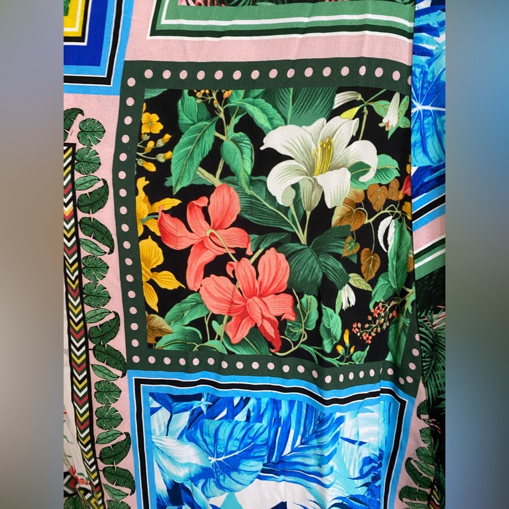 Boston Proper Tropical Patchwork Halter Dress with Yellow Fringe - Picture 11 of 14